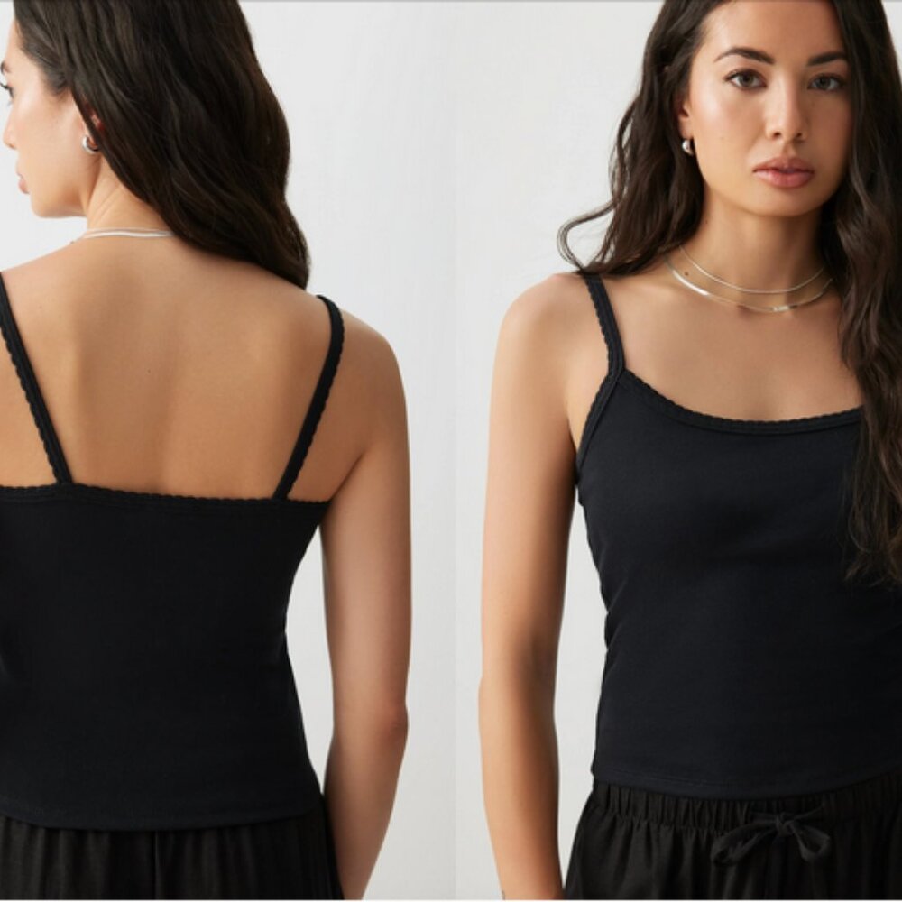 Bundle Lot of 3 Cotton Micro-rib Tank Tops in Black, Grey, Olive in Size Medium